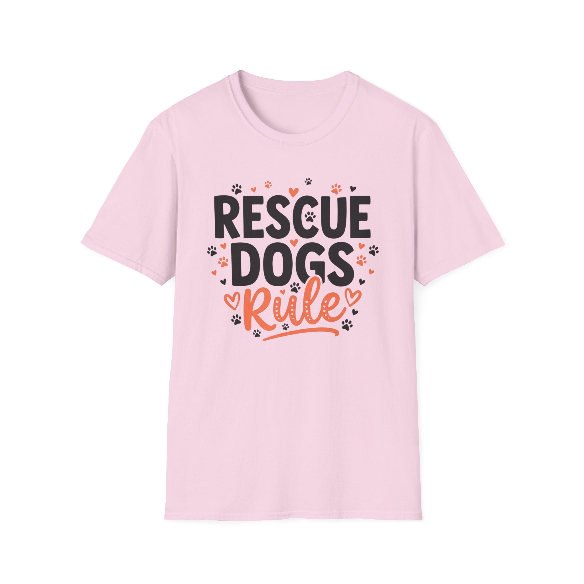 Rescue Dogs Rule T-Shirt-T-Shirt-luxury-rescue-dog-t-shirt-for-dog-lovers-Light Pink-S-Rescue Paws Club