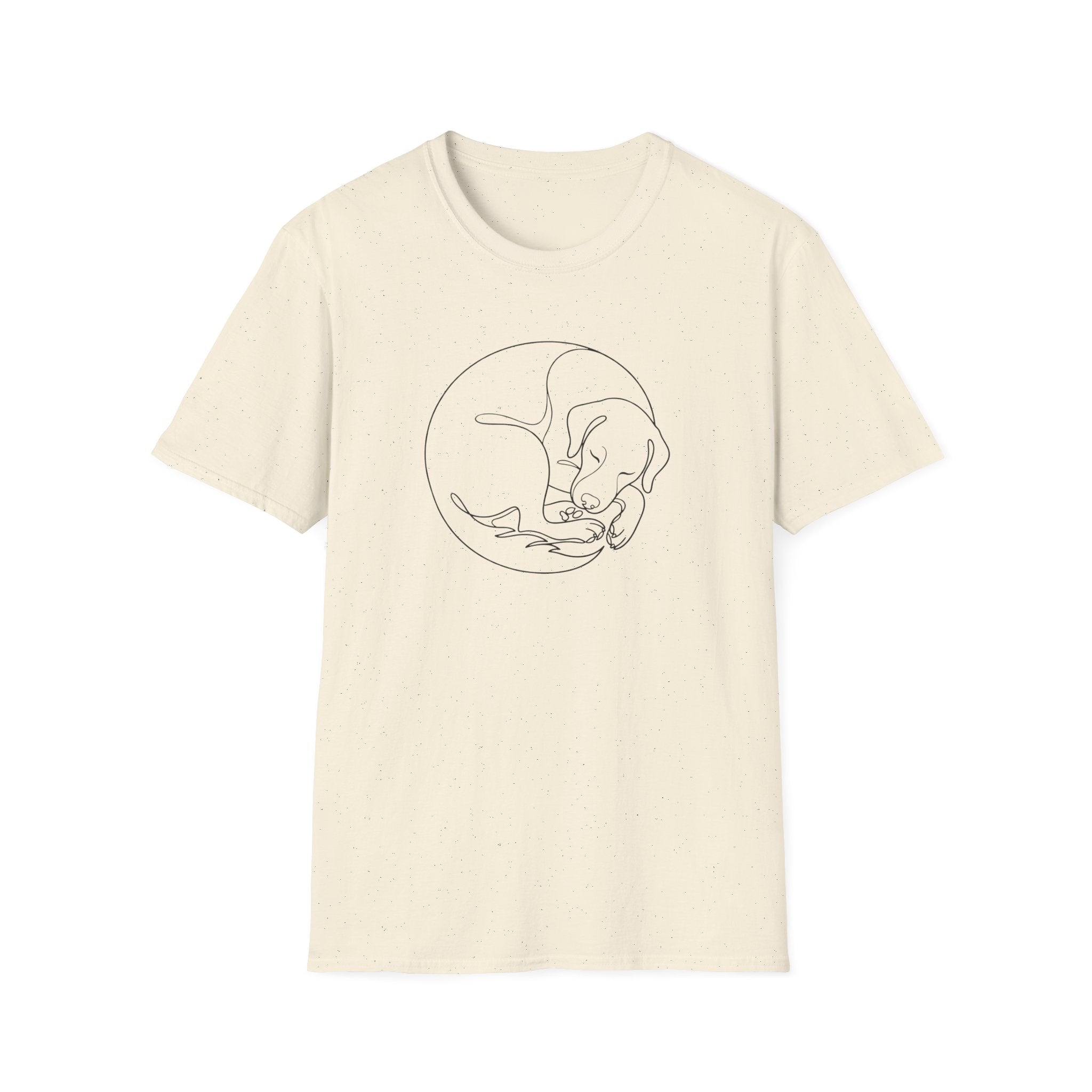 Sleeping Pup Line Art T-Shirt-T-Shirt-luxury-rescue-dog-t-shirt-for-dog-lovers-Natural-S-Rescue Paws Club