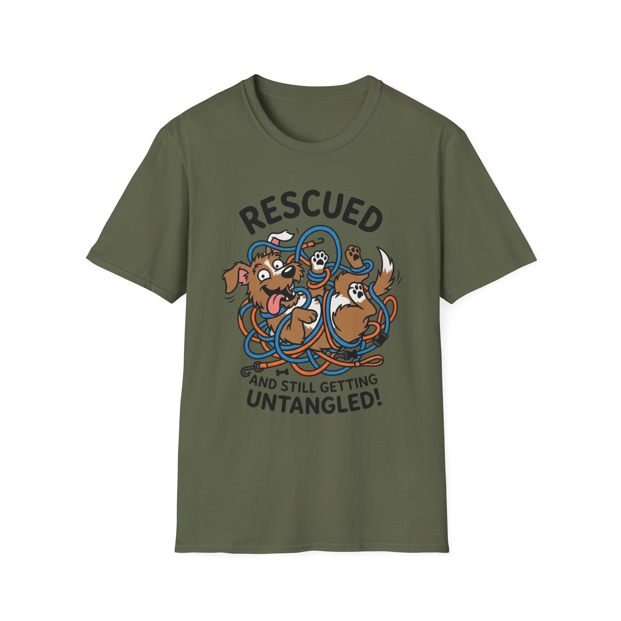 Untangled T-Shirt-T-Shirt-luxury-rescue-dog-t-shirt-for-dog-lovers-Military Green-S-Rescue Paws Club