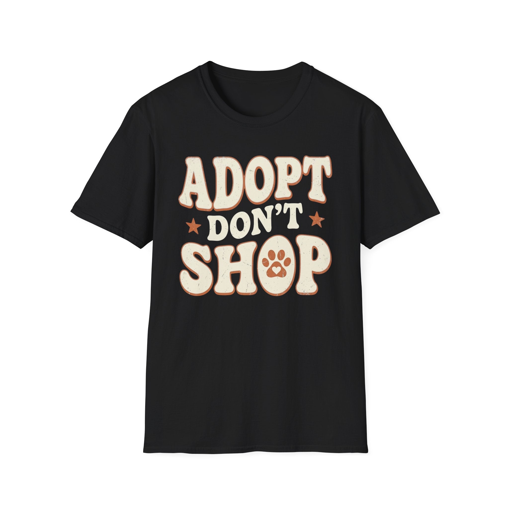 Adopt Dont Shop Rescue Shirt-T-Shirt-luxury-rescue-dog-t-shirt-for-dog-lovers-Black-S-Rescue Paws Club
