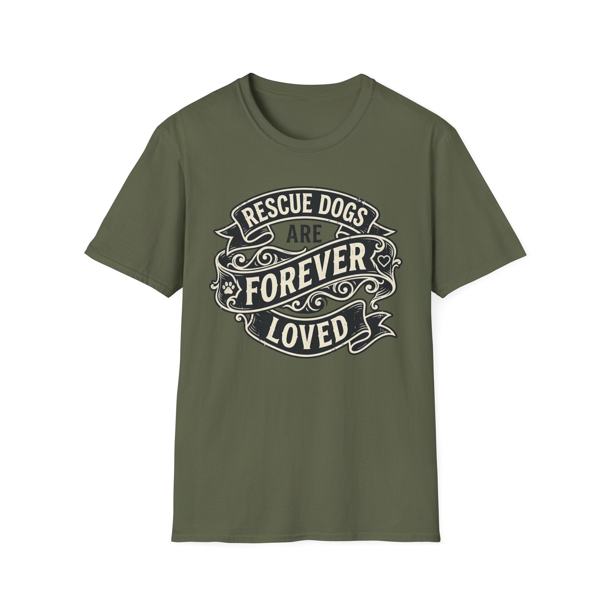 Forever Loved T-Shirt-T-Shirt-luxury-rescue-dog-t-shirt-for-dog-lovers-Military Green-S-Rescue Paws Club