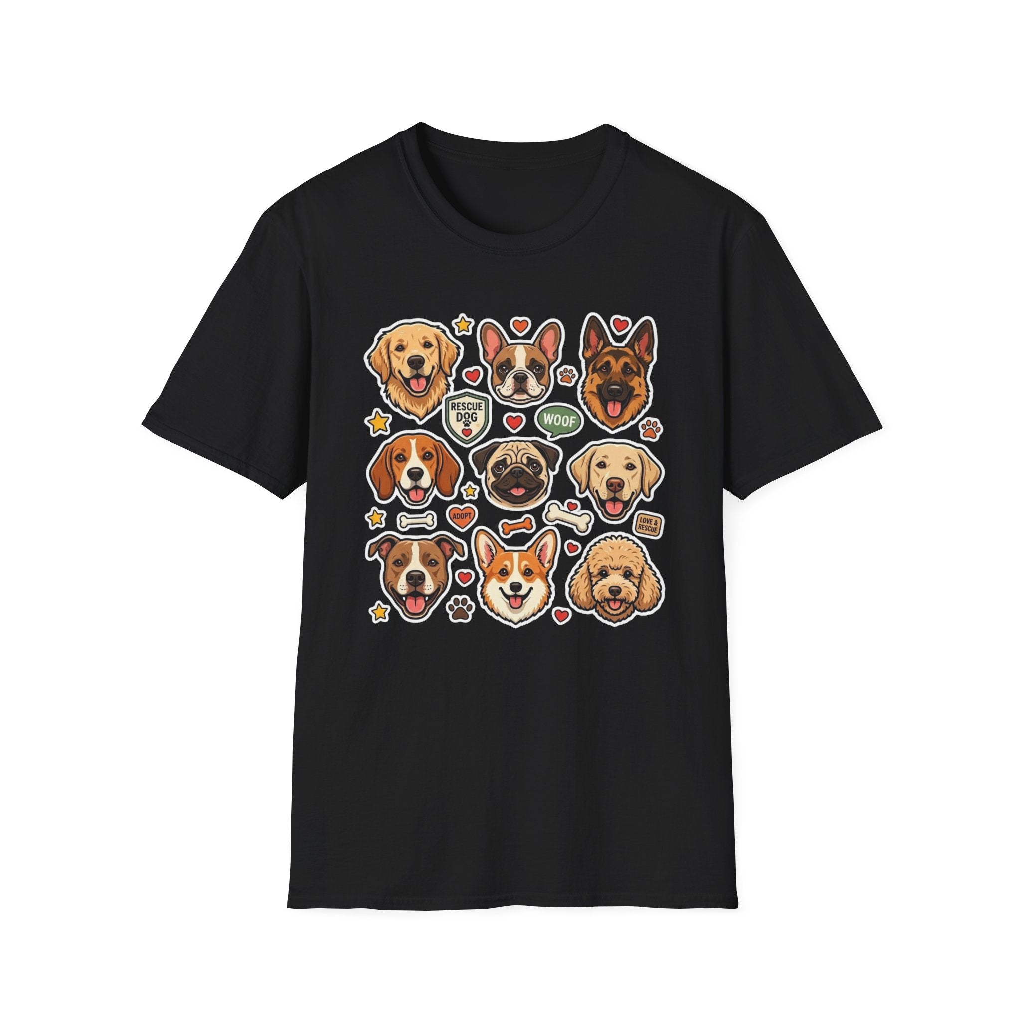 Adopt a Whole Pack T-Shirt-T-Shirt-luxury-rescue-dog-t-shirt-for-dog-lovers-Black-S-Rescue Paws Club
