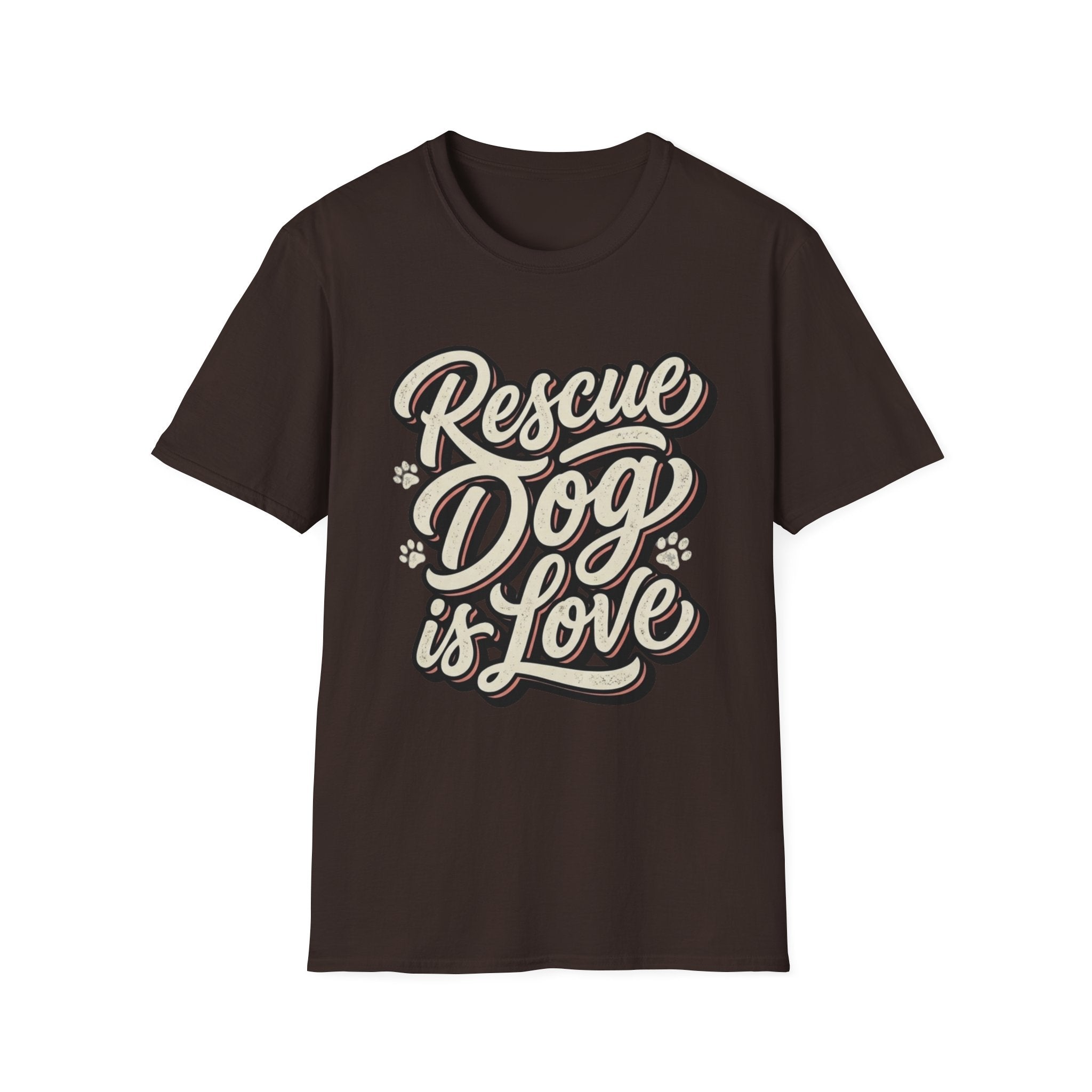 Rescue Dog is Love T-Shirt-T-Shirt-luxury-rescue-dog-t-shirt-for-dog-lovers-Dark Chocolate-S-Rescue Paws Club