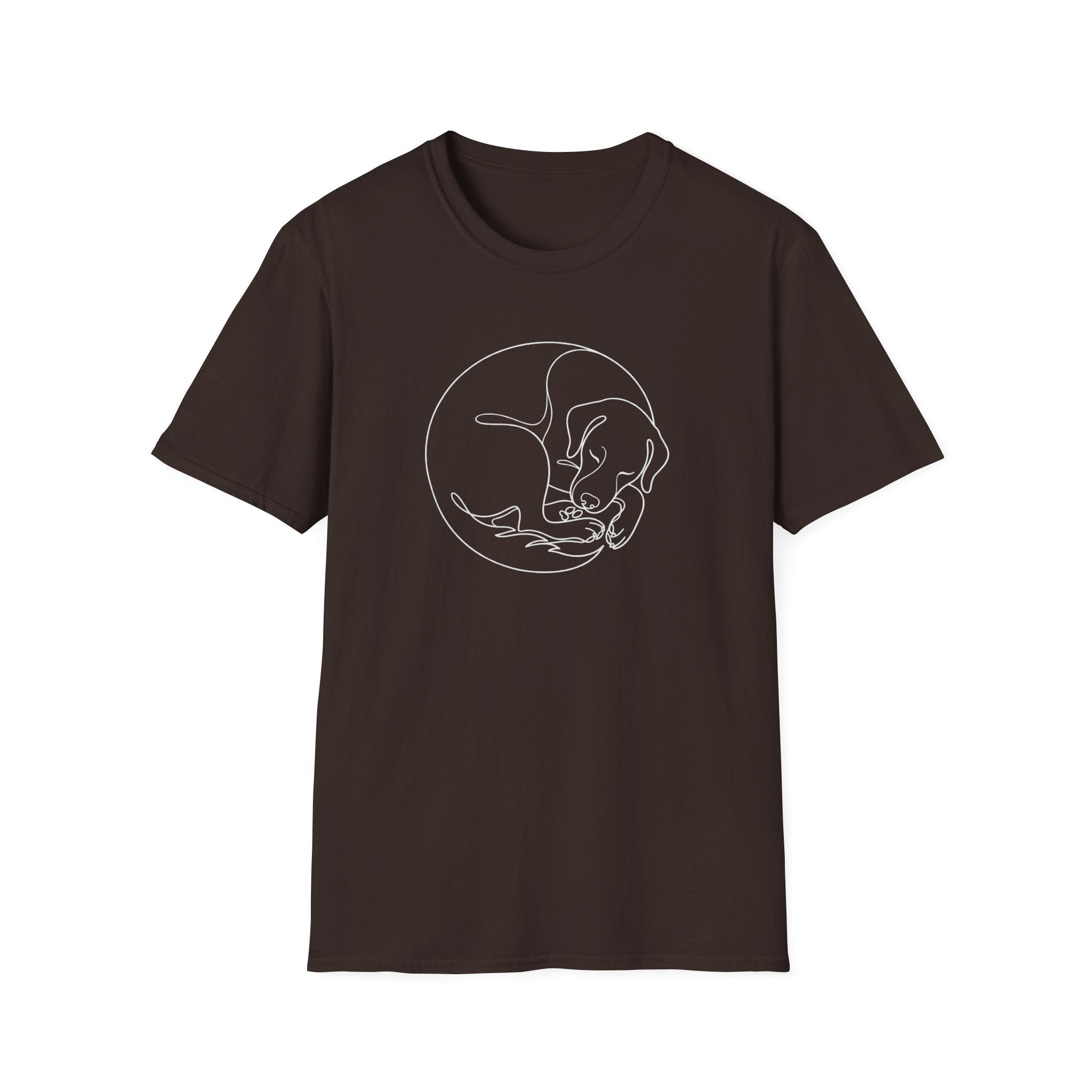 Sleeping Pup Line Art T-Shirt-T-Shirt-luxury-rescue-dog-t-shirt-for-dog-lovers-Dark Chocolate-S-Rescue Paws Club