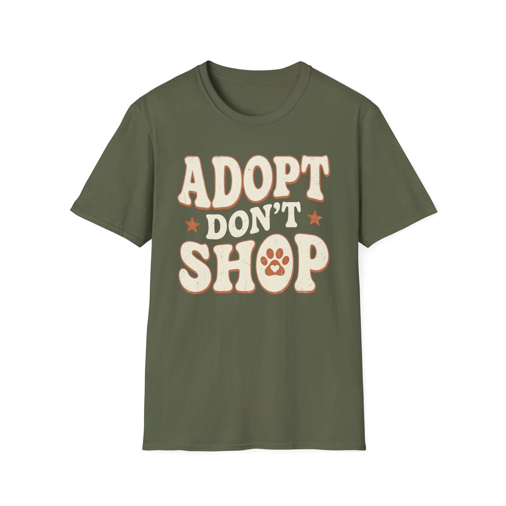 Adopt Dont Shop Rescue Shirt-T-Shirt-luxury-rescue-dog-t-shirt-for-dog-lovers-Military Green-S-Rescue Paws Club