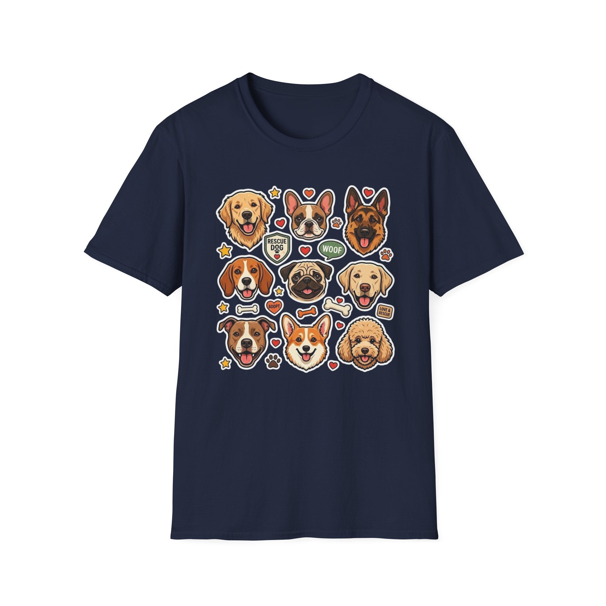 Adopt a Whole Pack T-Shirt-T-Shirt-luxury-rescue-dog-t-shirt-for-dog-lovers-Navy-S-Rescue Paws Club