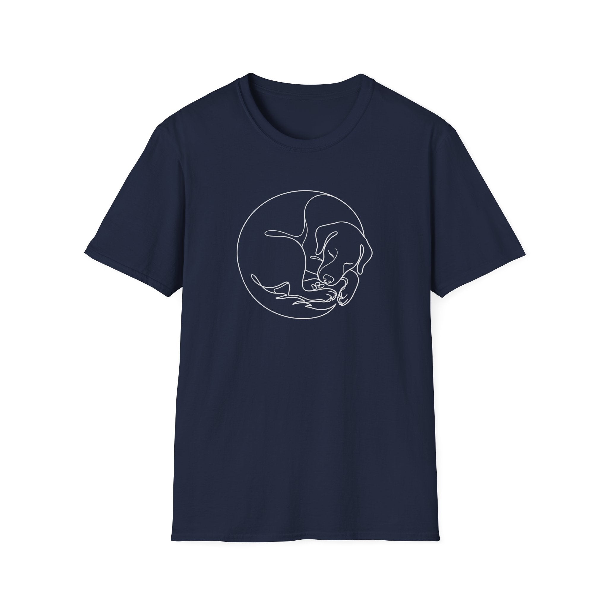 Sleeping Pup Line Art T-Shirt-T-Shirt-luxury-rescue-dog-t-shirt-for-dog-lovers-Navy-S-Rescue Paws Club