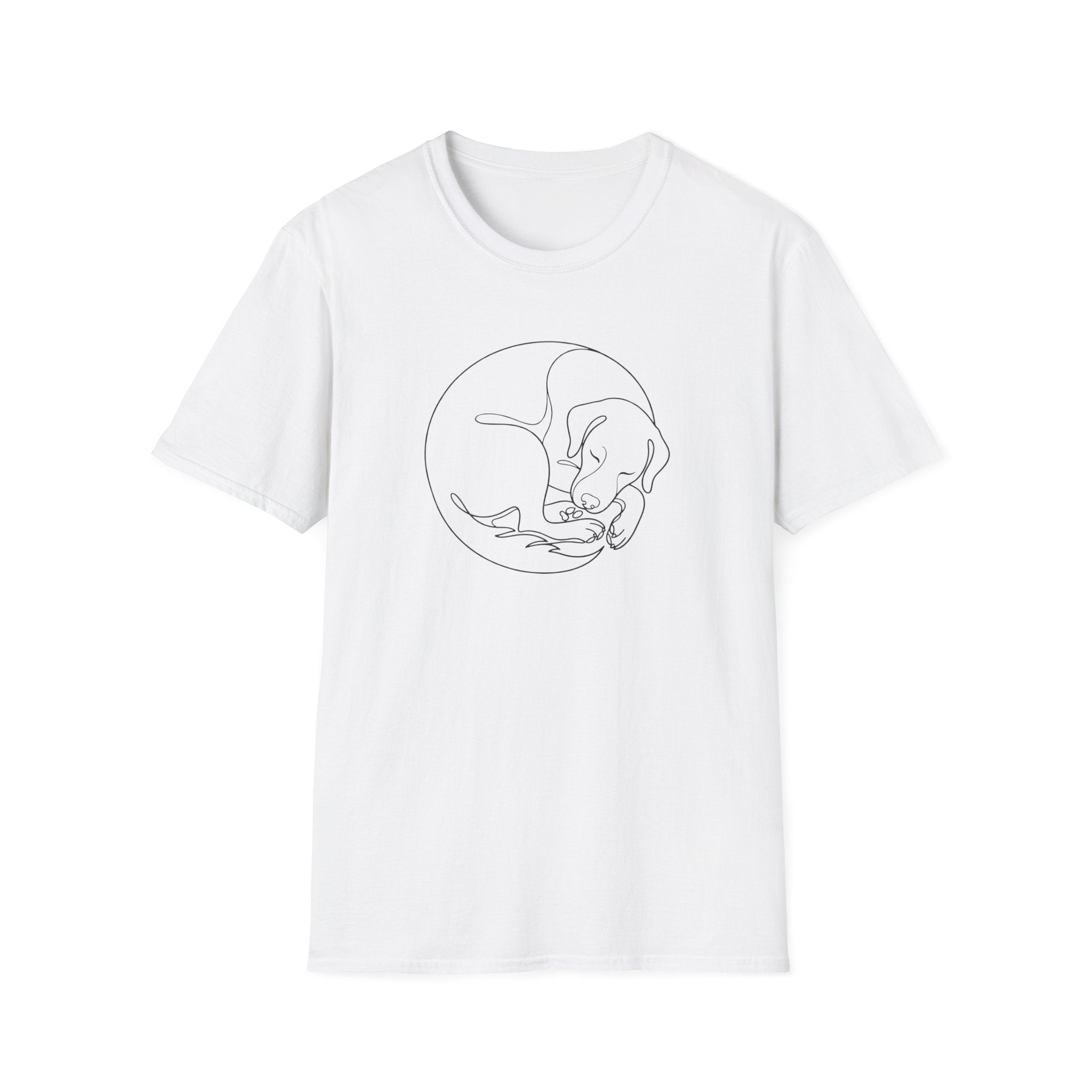 Sleeping Pup Line Art T-Shirt-T-Shirt-luxury-rescue-dog-t-shirt-for-dog-lovers-White-S-Rescue Paws Club