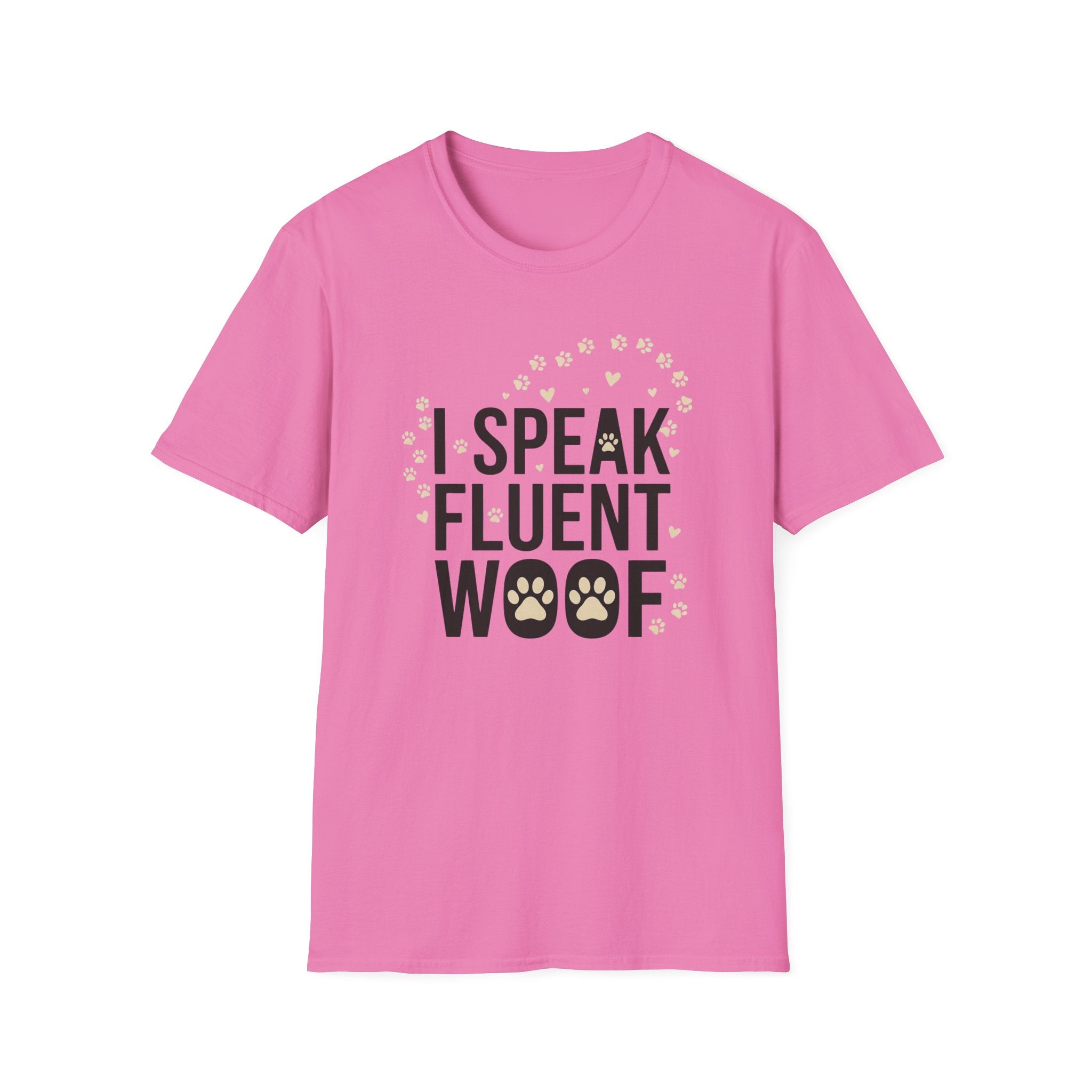 Fluent Woof T-Shirt-T-Shirt-luxury-rescue-dog-t-shirt-for-dog-lovers-Azalea-S-Rescue Paws Club