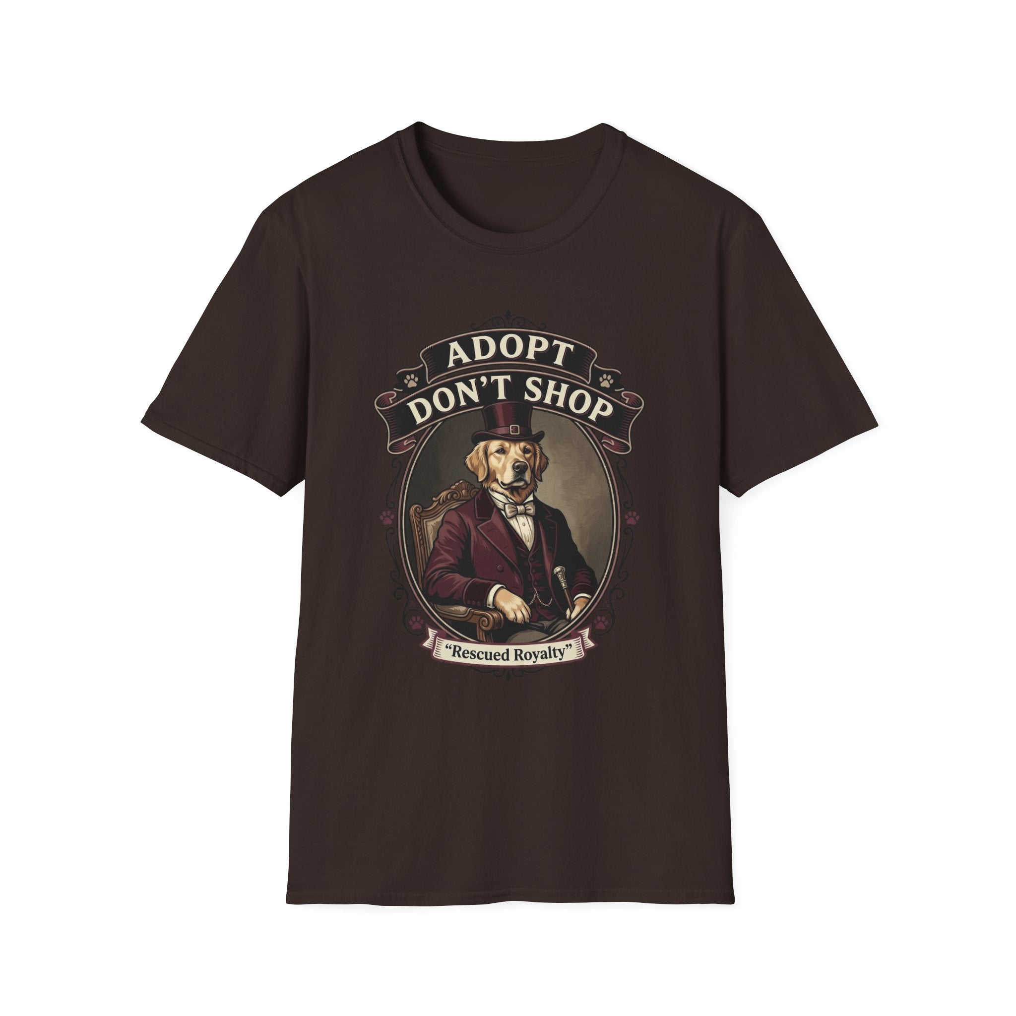 Vintage Adopt Don't Shop T-Shirt-T-Shirt-luxury-rescue-dog-t-shirt-for-dog-lovers-Dark Chocolate-S-Rescue Paws Club