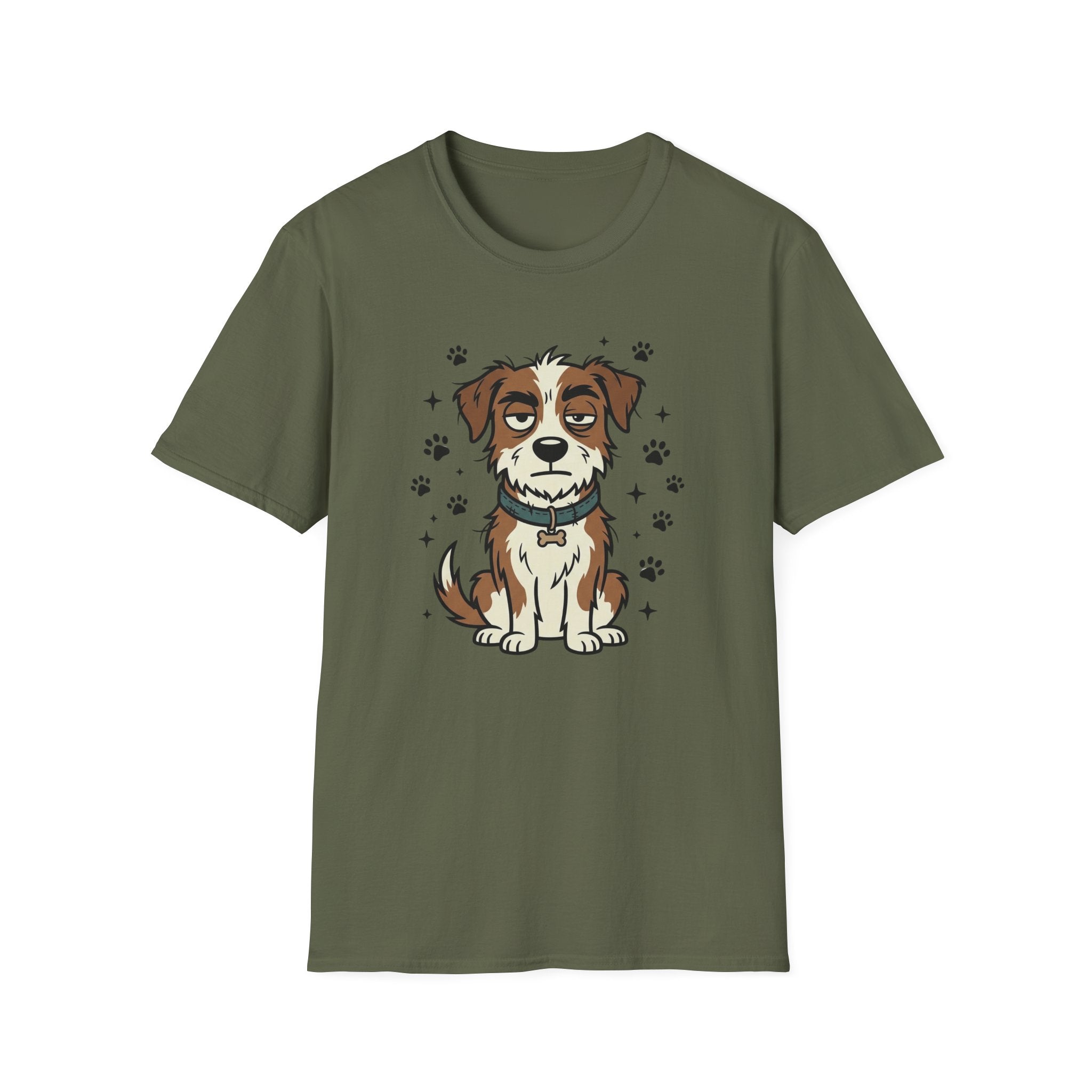 Grumpy Mode ON T-Shirt-T-Shirt-luxury-rescue-dog-t-shirt-for-dog-lovers-Military Green-S-Rescue Paws Club