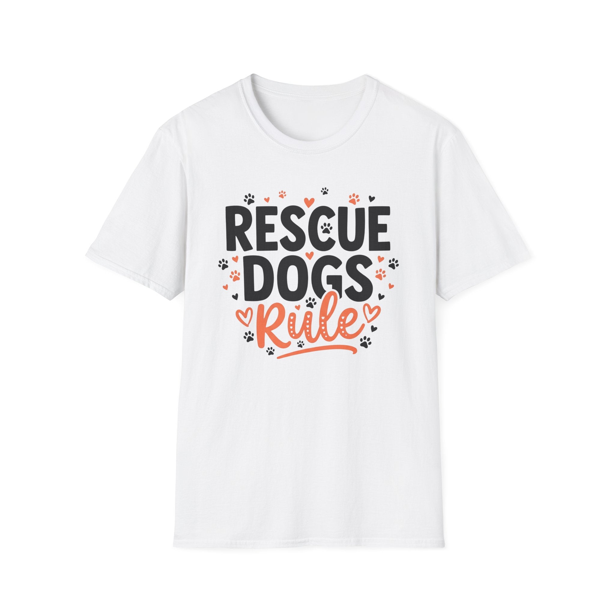 Rescue Dogs Rule T-Shirt-T-Shirt-luxury-rescue-dog-t-shirt-for-dog-lovers-White-S-Rescue Paws Club