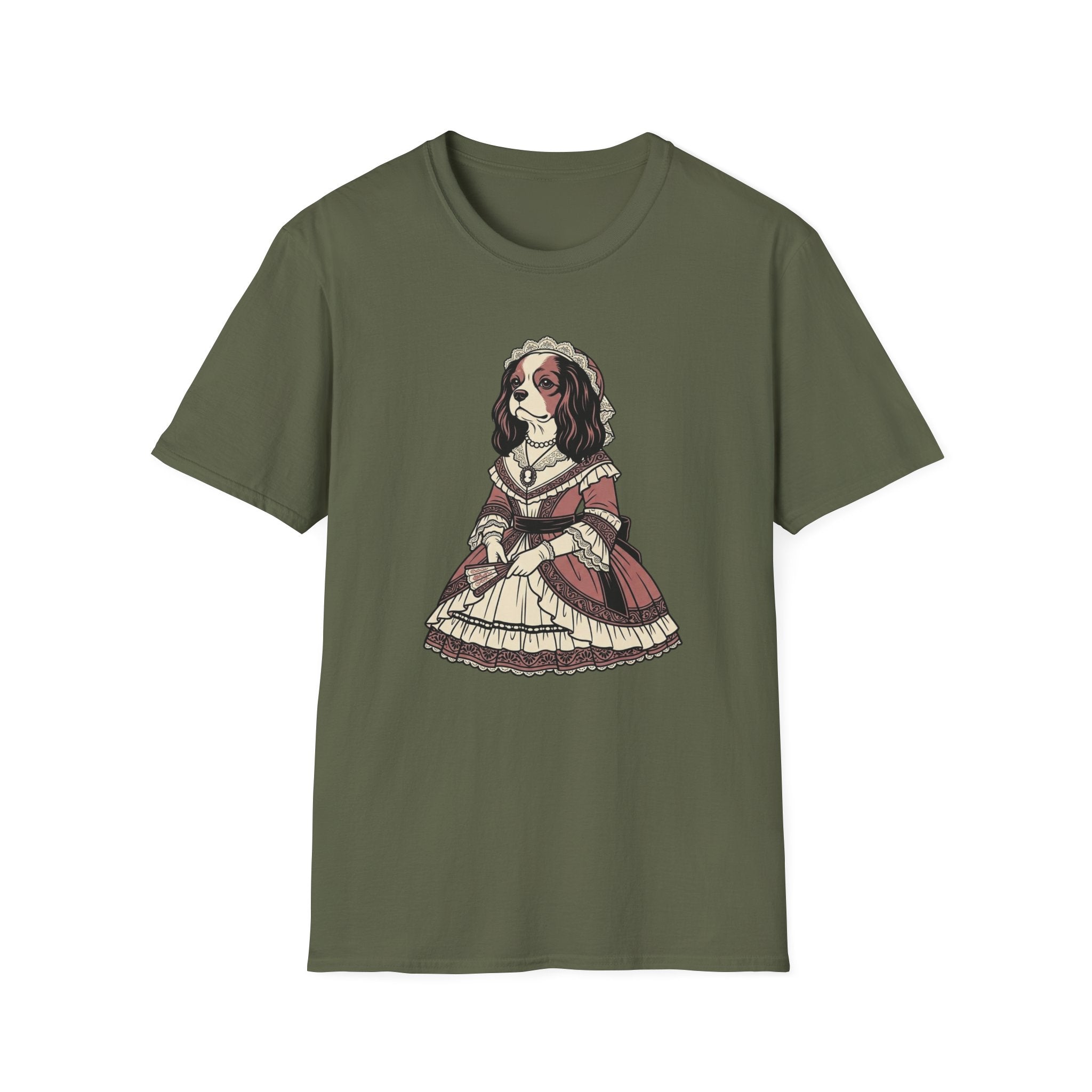 Lady Floofiana T-Shirt-T-Shirt-luxury-rescue-dog-t-shirt-for-dog-lovers-Military Green-S-Rescue Paws Club