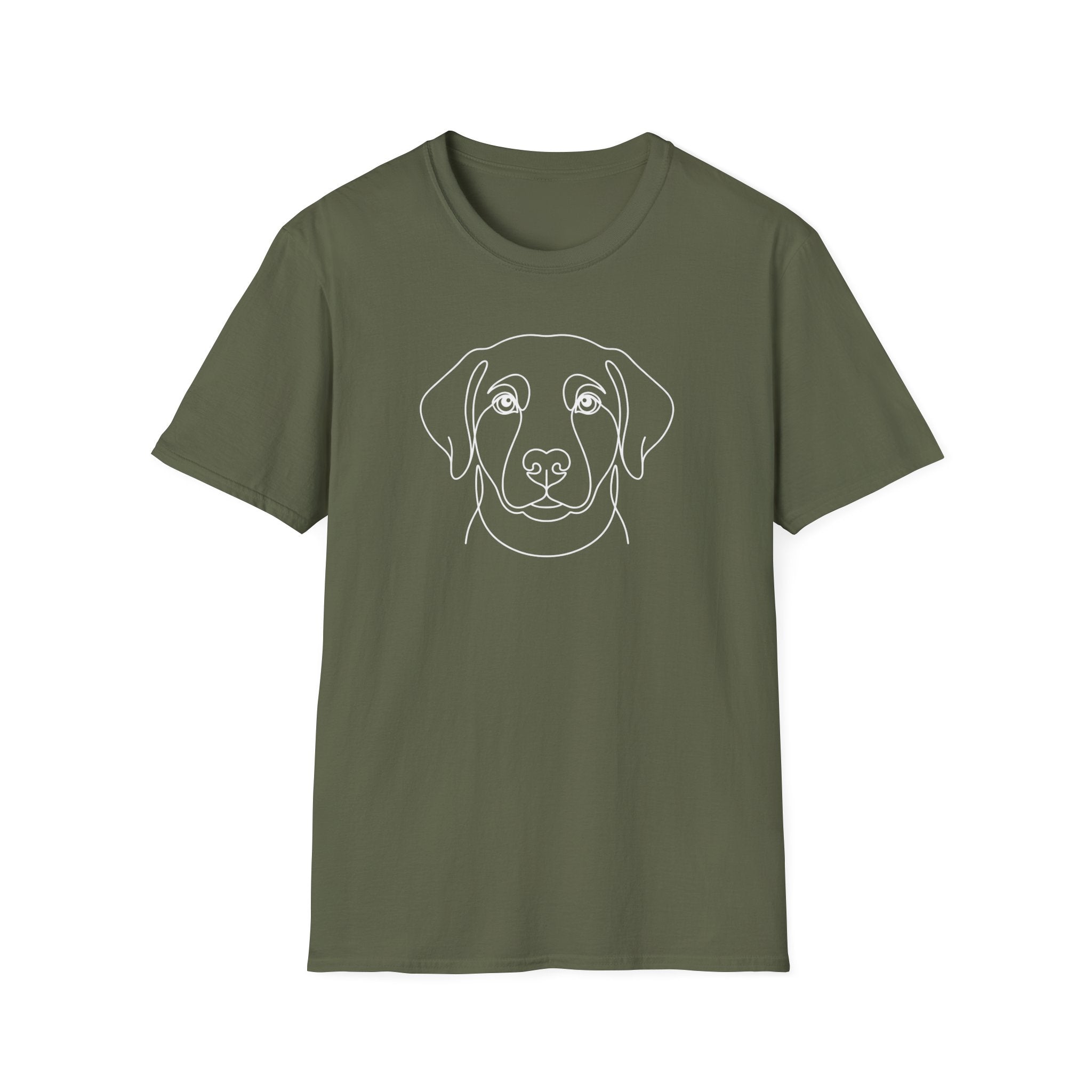 Dog Face Line Art T-Shirt-T-Shirt-luxury-rescue-dog-t-shirt-for-dog-lovers-Military Green-S-Rescue Paws Club