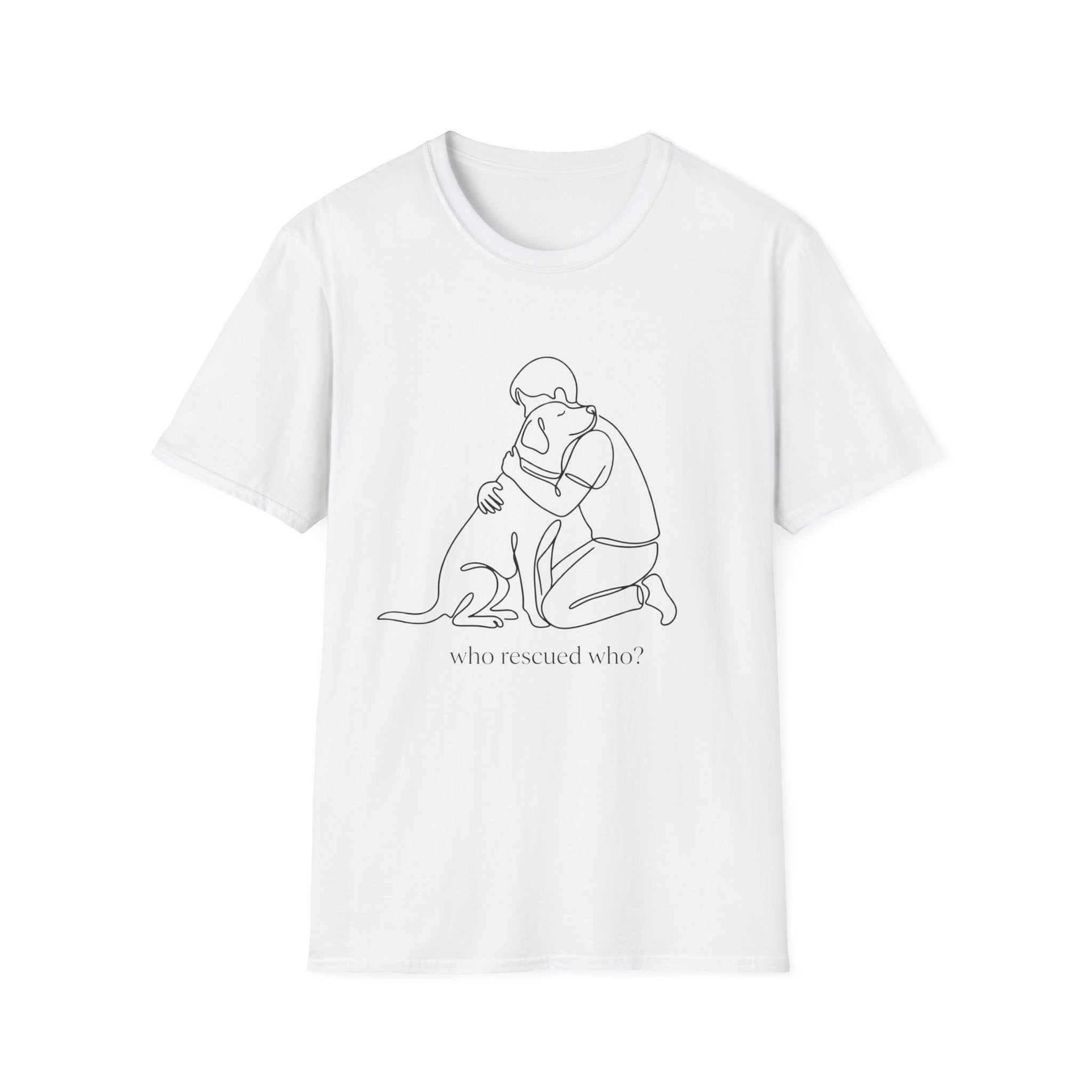 Who Rescued Who T-Shirt-T-Shirt-luxury-rescue-dog-t-shirt-for-dog-lovers-White-S-Rescue Paws Club