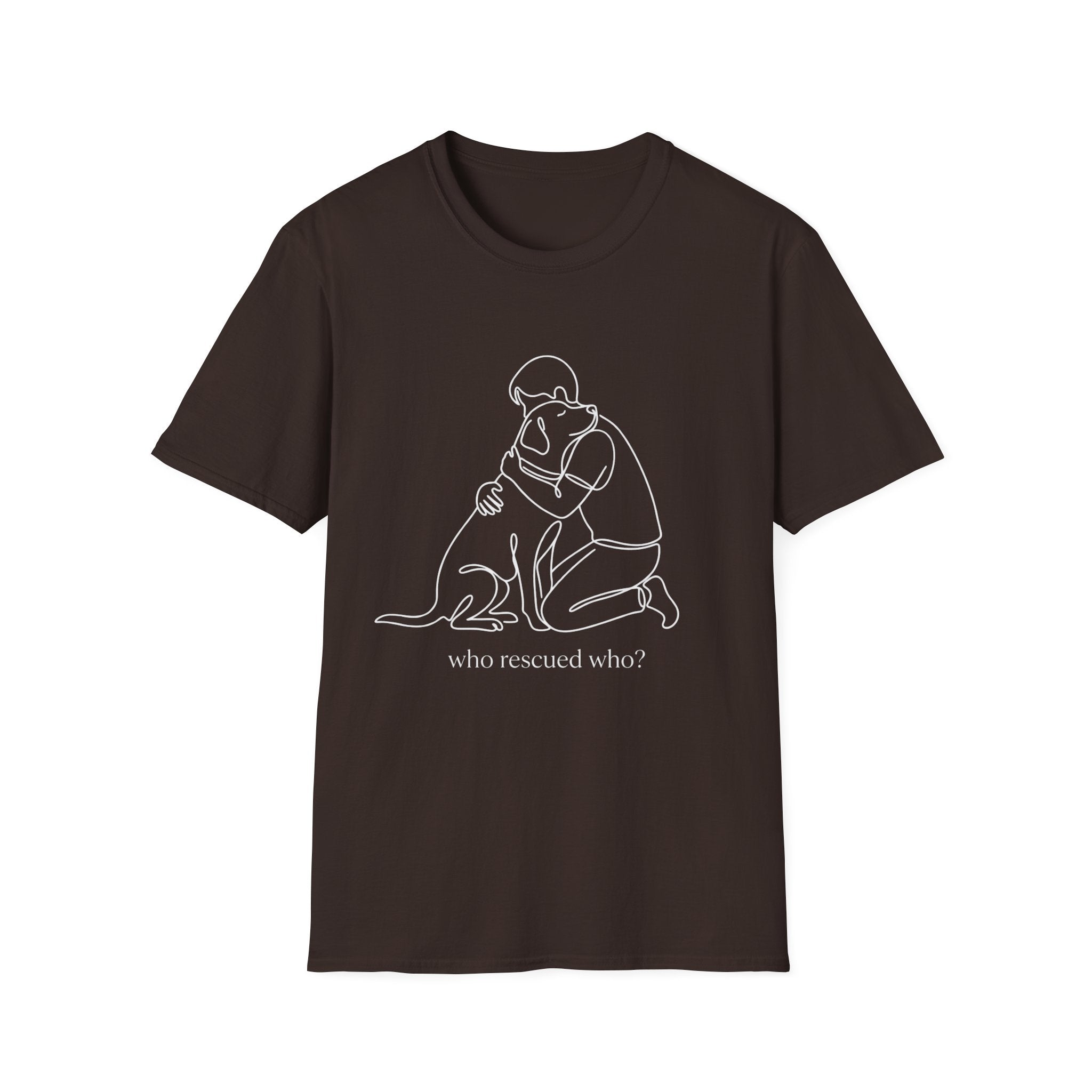 Who Rescued Who T-Shirt-T-Shirt-luxury-rescue-dog-t-shirt-for-dog-lovers-Dark Chocolate-S-Rescue Paws Club
