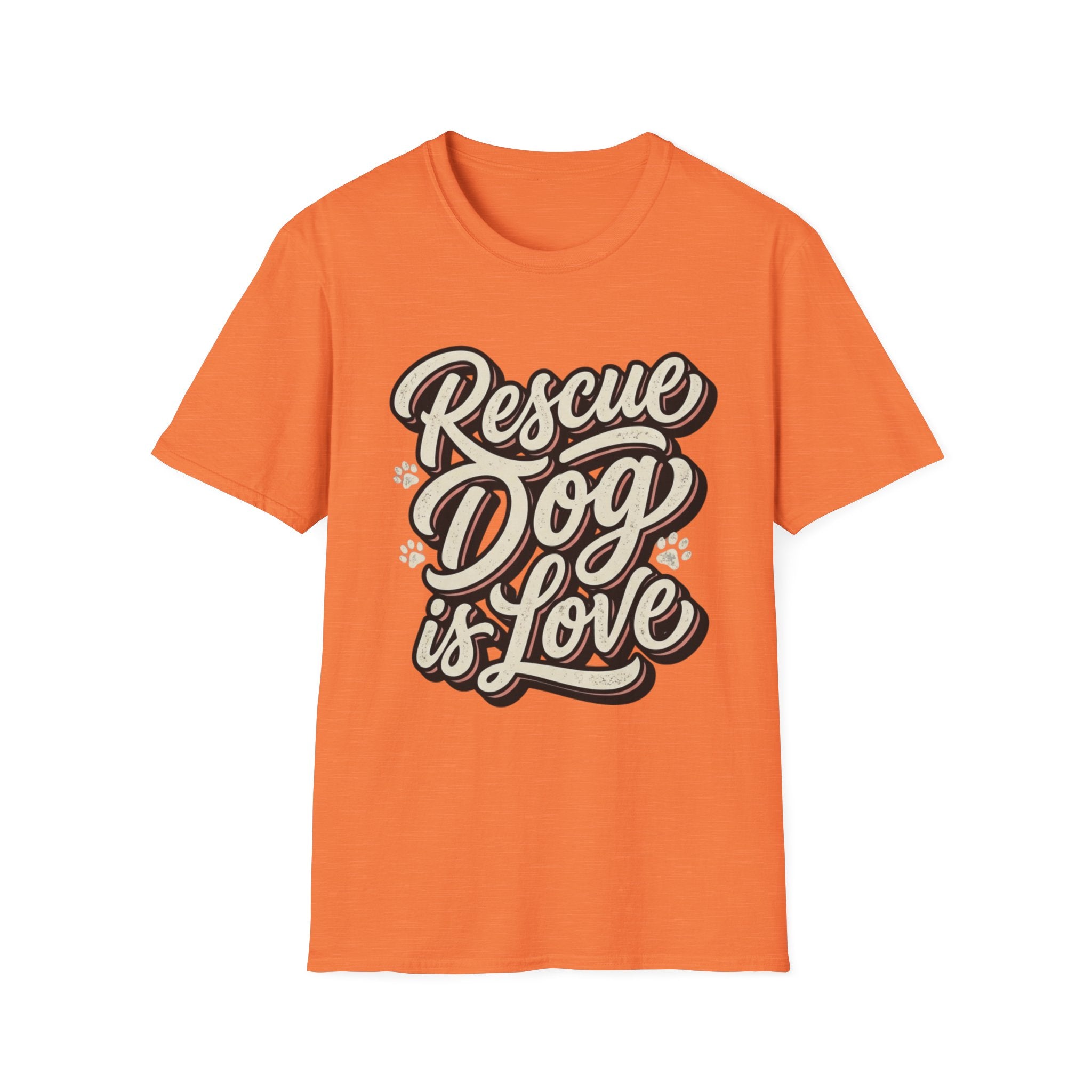 Rescue Dog is Love T-Shirt-T-Shirt-luxury-rescue-dog-t-shirt-for-dog-lovers-Heather Orange-S-Rescue Paws Club