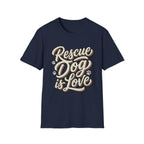 Rescue Dog is Love T-Shirt-T-Shirt-luxury-rescue-dog-t-shirt-for-dog-lovers-Navy-S-Rescue Paws Club