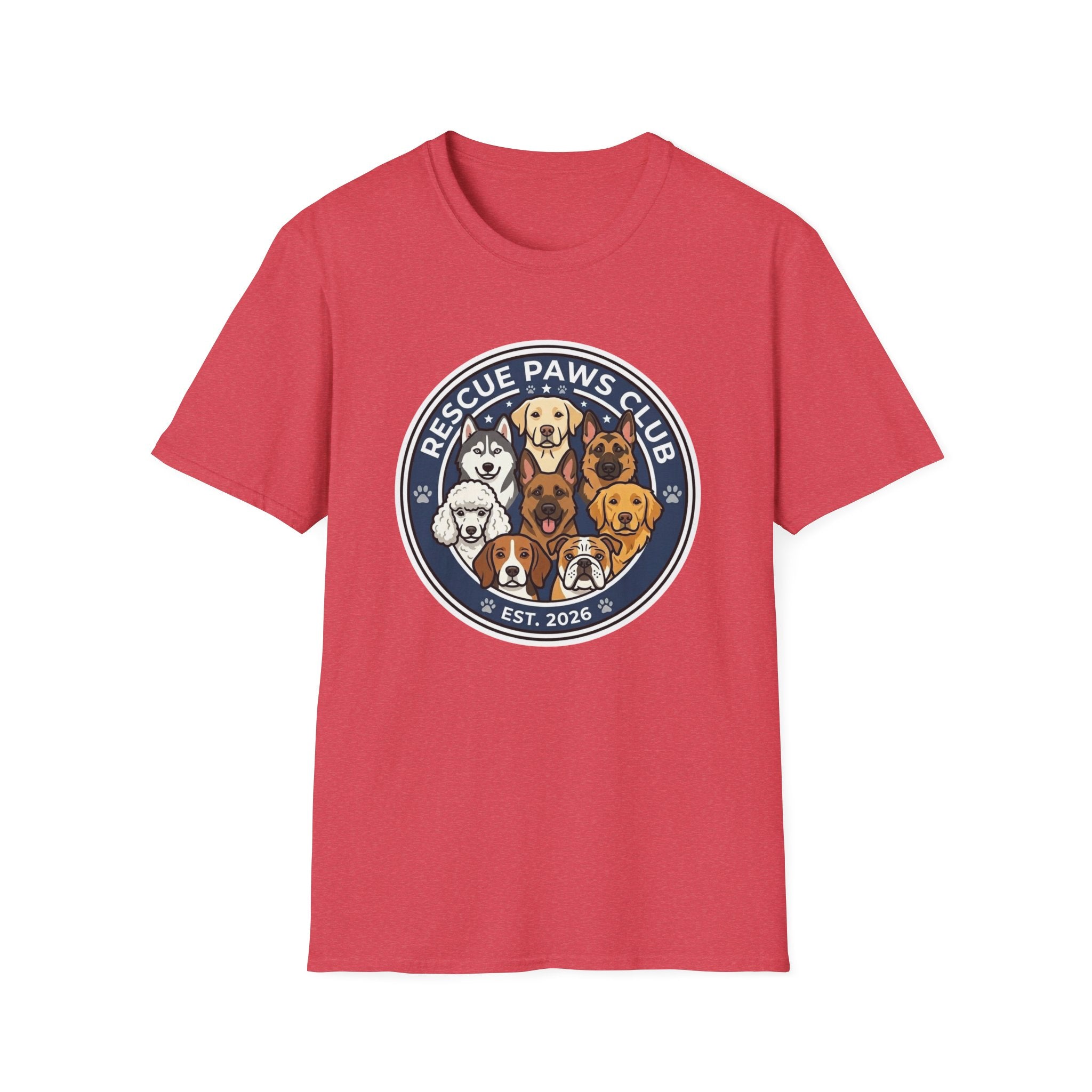 Limited Rescue Paws Club T-Shirt-T-Shirt-luxury-rescue-dog-t-shirt-for-dog-lovers-Heather Red-S-Rescue Paws Club