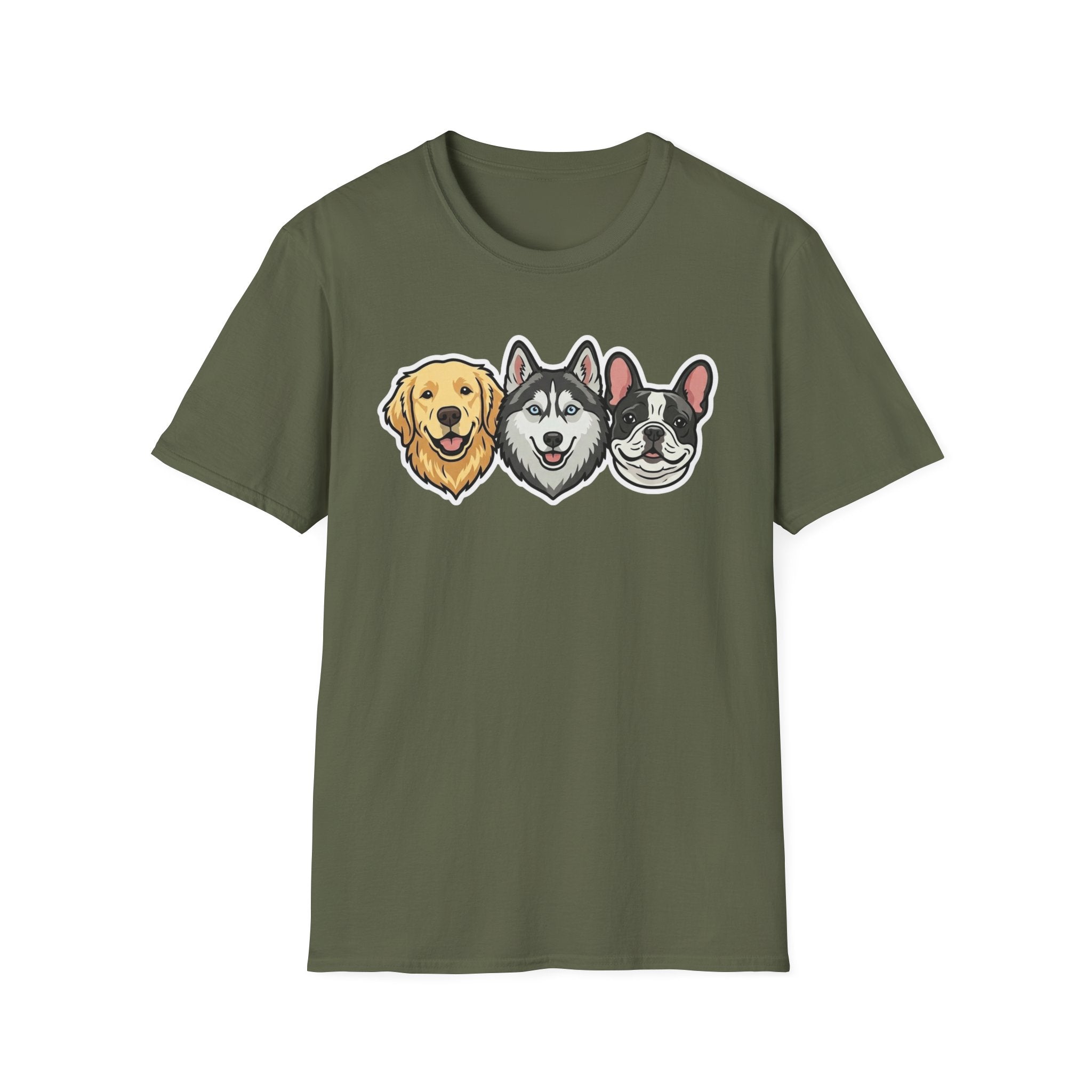 The Pawfect Trio T-Shirt-T-Shirt-luxury-rescue-dog-t-shirt-for-dog-lovers-Military Green-S-Rescue Paws Club