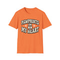 Pawprints in my Heart T-Shirt-T-Shirt-luxury-rescue-dog-t-shirt-for-dog-lovers-Heather Orange-S-Rescue Paws Club