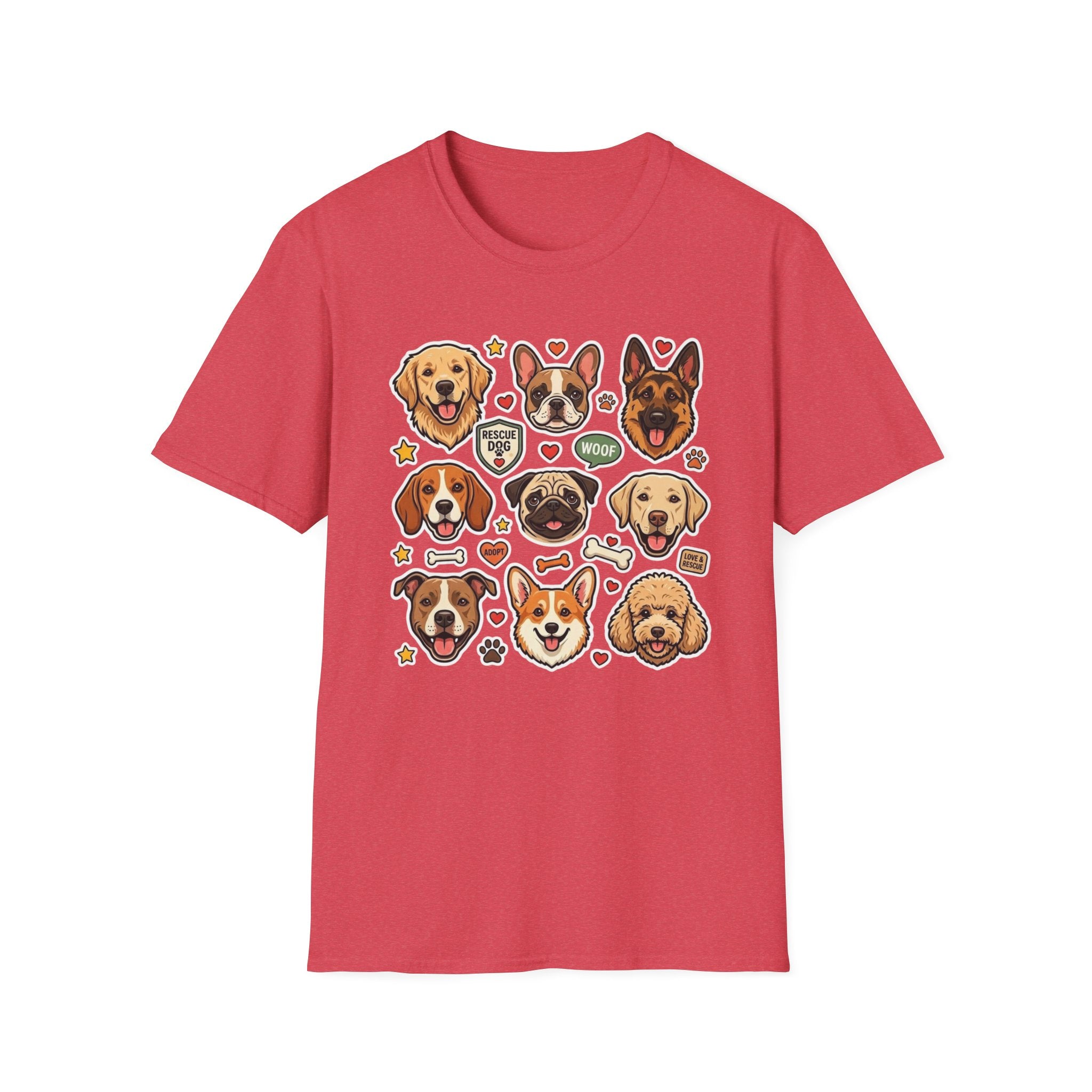Adopt a Whole Pack T-Shirt-T-Shirt-luxury-rescue-dog-t-shirt-for-dog-lovers-Heather Red-S-Rescue Paws Club