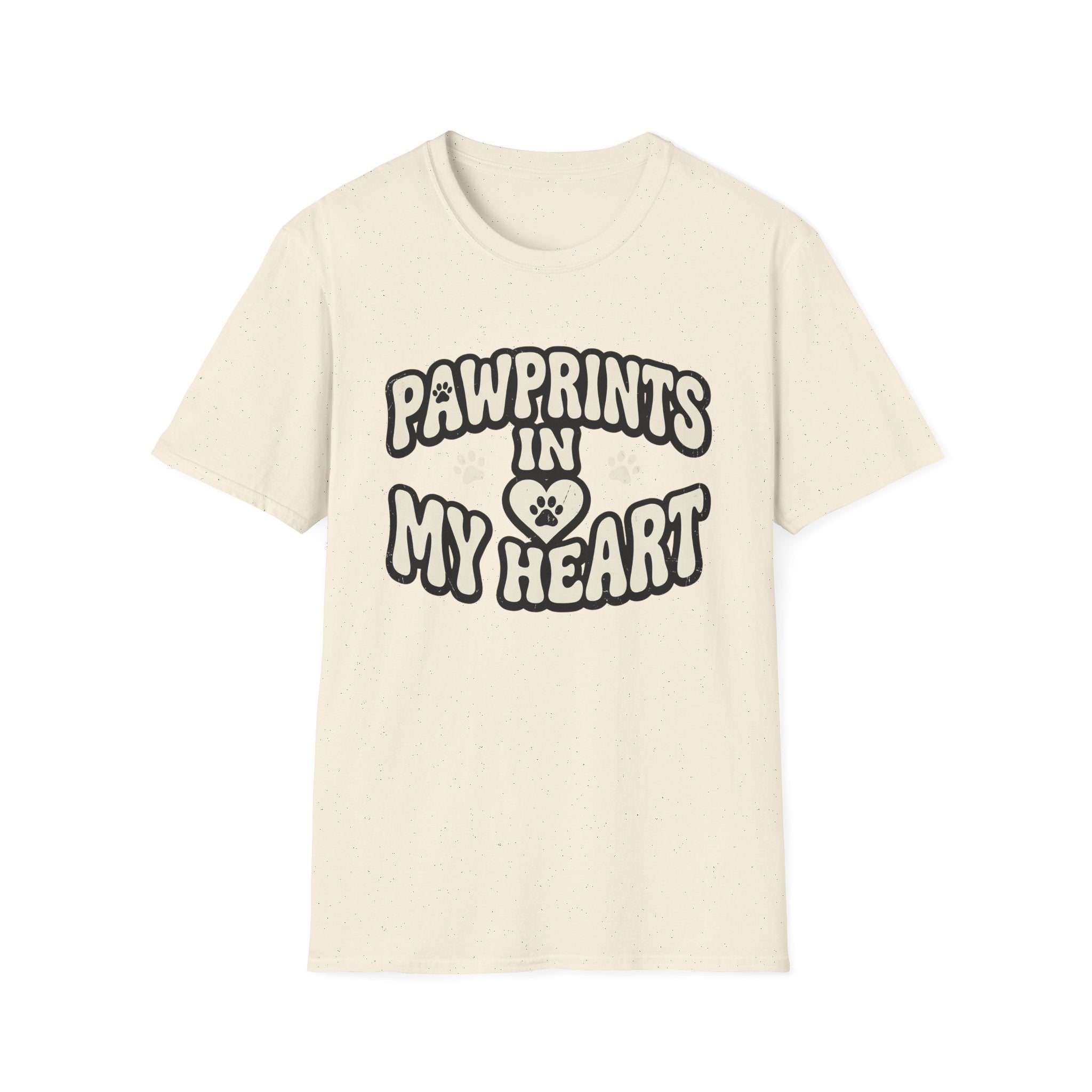 Pawprints in my Heart T-Shirt-T-Shirt-luxury-rescue-dog-t-shirt-for-dog-lovers-Natural-M-Rescue Paws Club