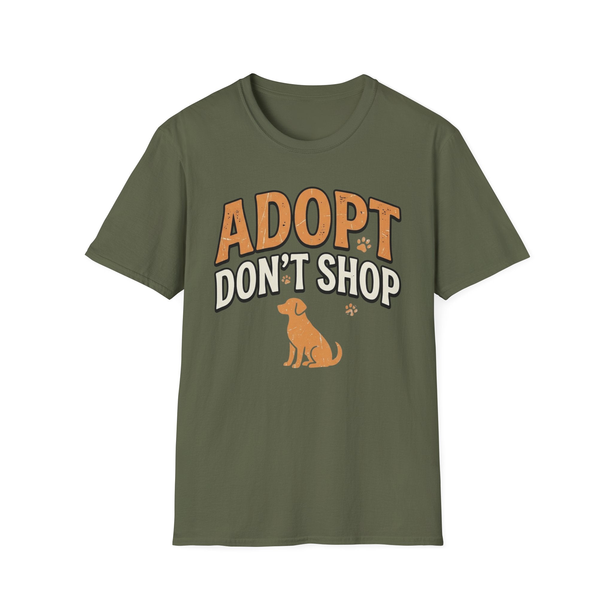 Adopt Do Not Shop T-Shirt-T-Shirt-luxury-rescue-dog-t-shirt-for-dog-lovers-Military Green-S-Rescue Paws Club