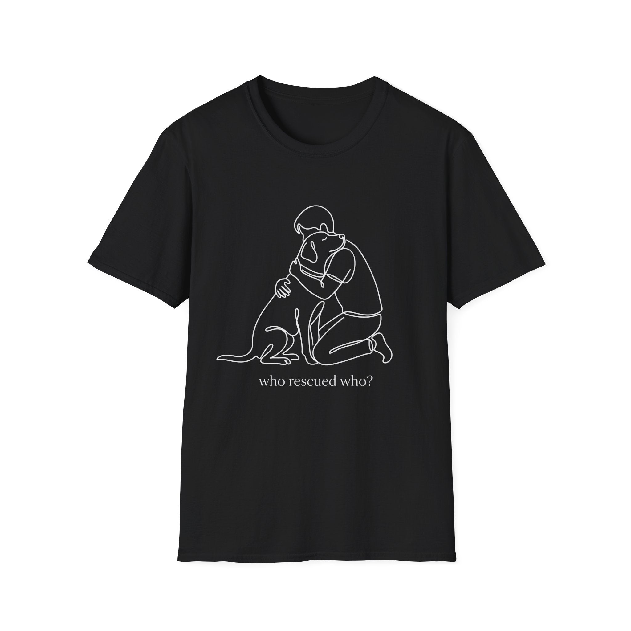 Who Rescued Who T-Shirt-T-Shirt-luxury-rescue-dog-t-shirt-for-dog-lovers-Black-S-Rescue Paws Club