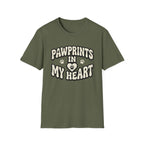 Pawprints in my Heart T-Shirt-T-Shirt-luxury-rescue-dog-t-shirt-for-dog-lovers-Military Green-S-Rescue Paws Club