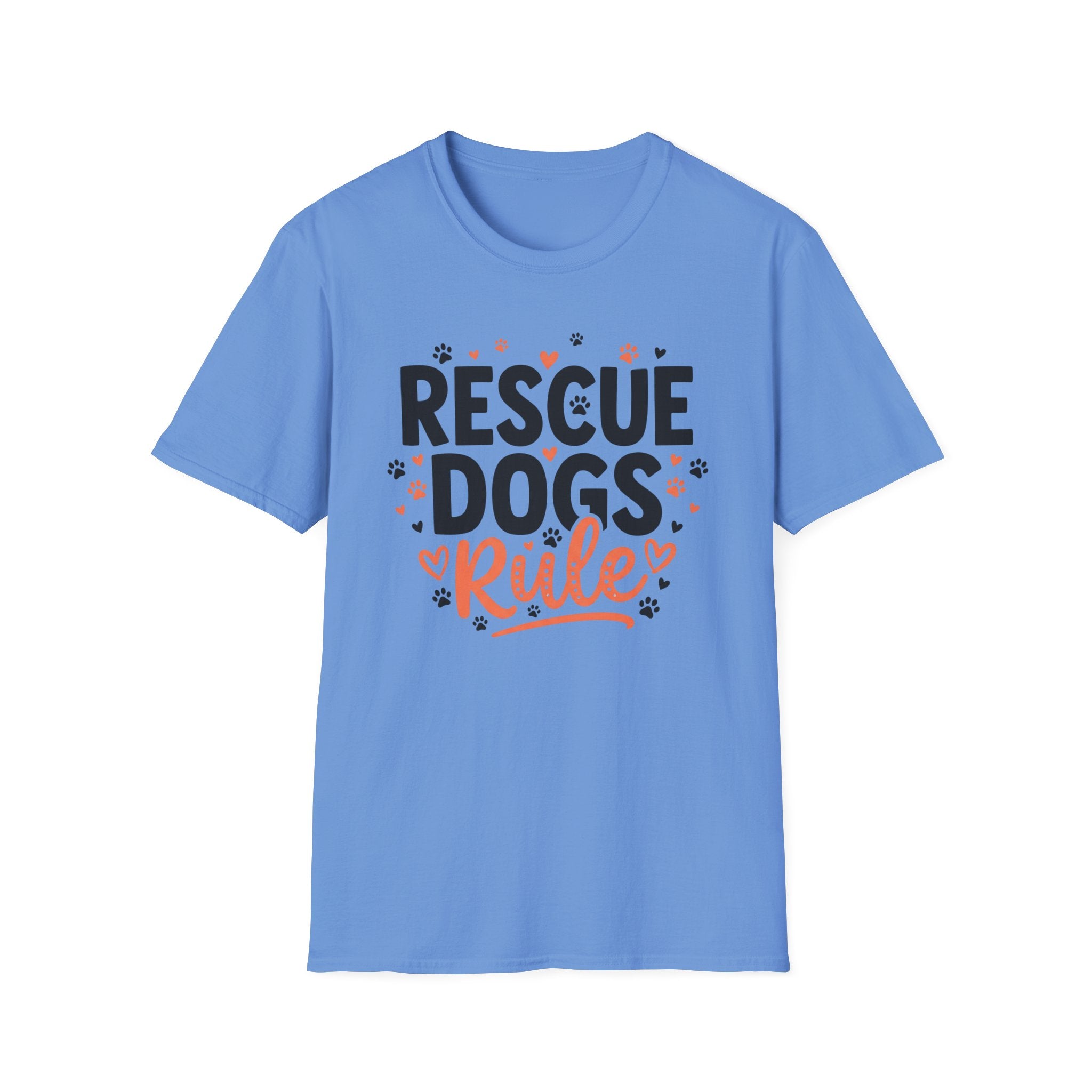 Rescue Dogs Rule T-Shirt-T-Shirt-luxury-rescue-dog-t-shirt-for-dog-lovers-Carolina Blue-S-Rescue Paws Club