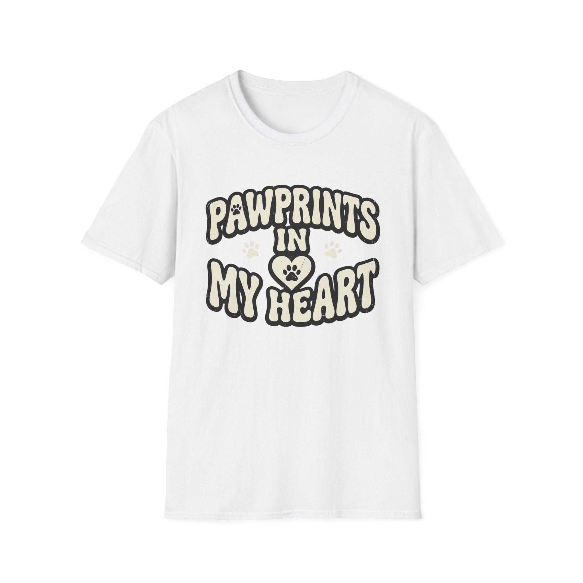 Pawprints in my Heart T-Shirt-T-Shirt-luxury-rescue-dog-t-shirt-for-dog-lovers-White-S-Rescue Paws Club