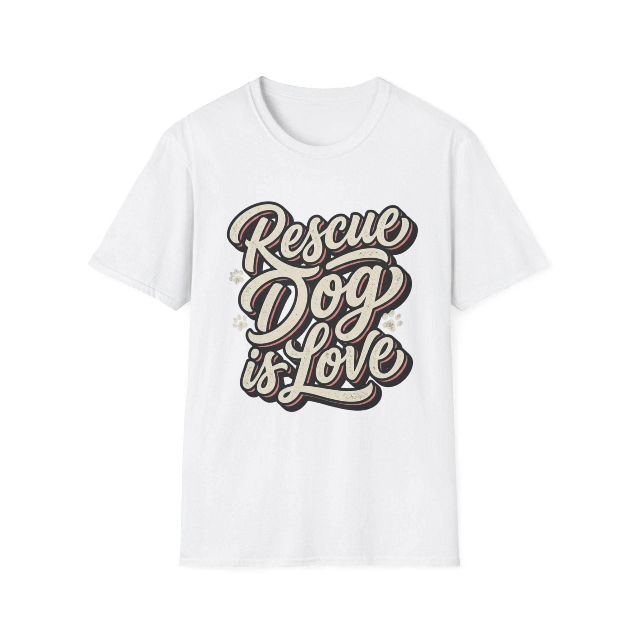 Rescue Dog is Love T-Shirt-T-Shirt-luxury-rescue-dog-t-shirt-for-dog-lovers-White-S-Rescue Paws Club