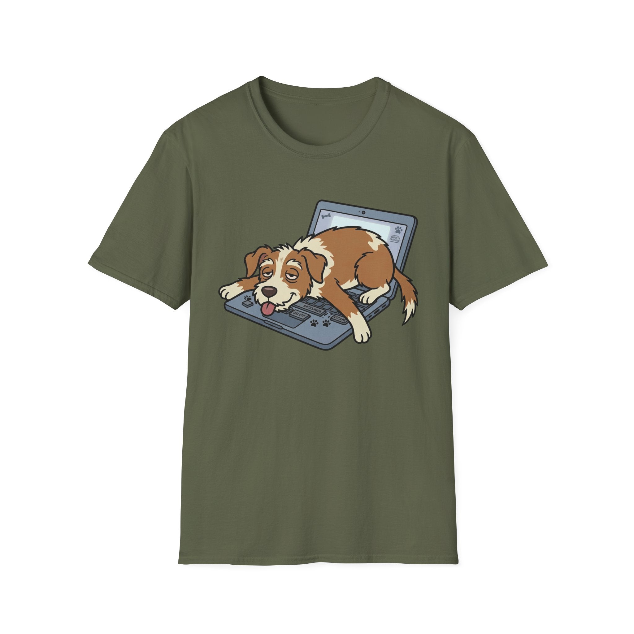 Work From Paw T-Shirt-T-Shirt-luxury-rescue-dog-t-shirt-for-dog-lovers-Military Green-S-Rescue Paws Club