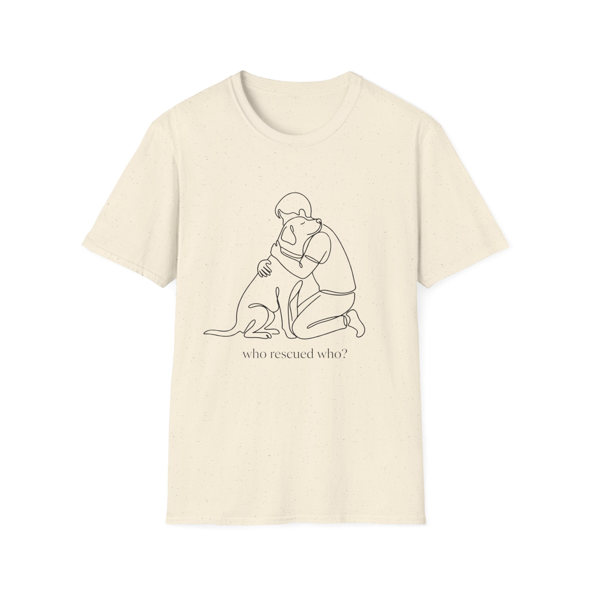 Who Rescued Who T-Shirt-T-Shirt-luxury-rescue-dog-t-shirt-for-dog-lovers-Natural-S-Rescue Paws Club