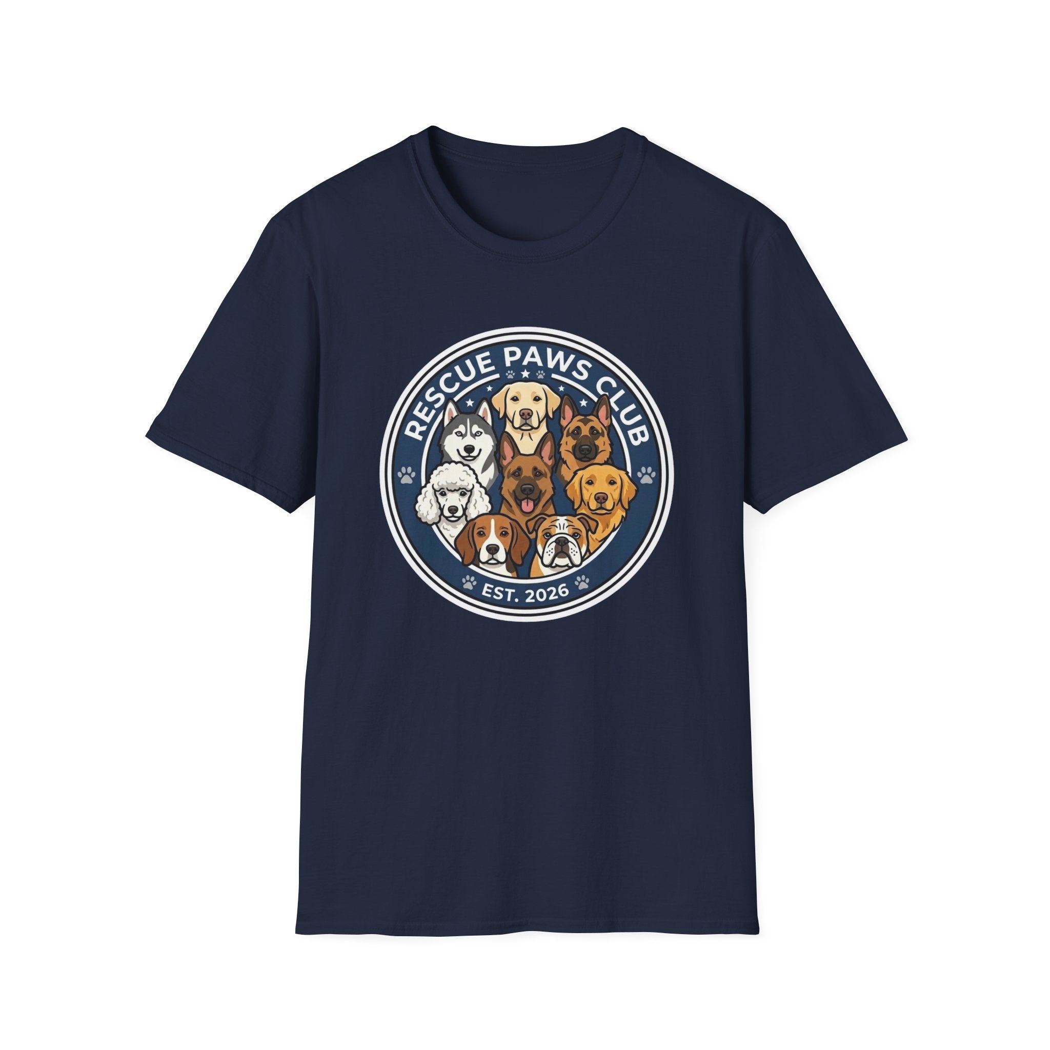 Limited Rescue Paws Club T-Shirt-T-Shirt-luxury-rescue-dog-t-shirt-for-dog-lovers-Navy-S-Rescue Paws Club