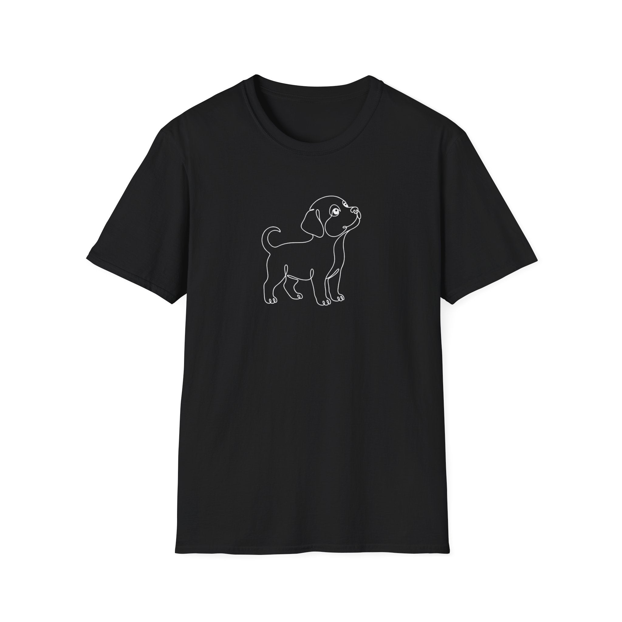 Line Art Pup T-Shirt-T-Shirt-luxury-rescue-dog-t-shirt-for-dog-lovers-Black-S-Rescue Paws Club