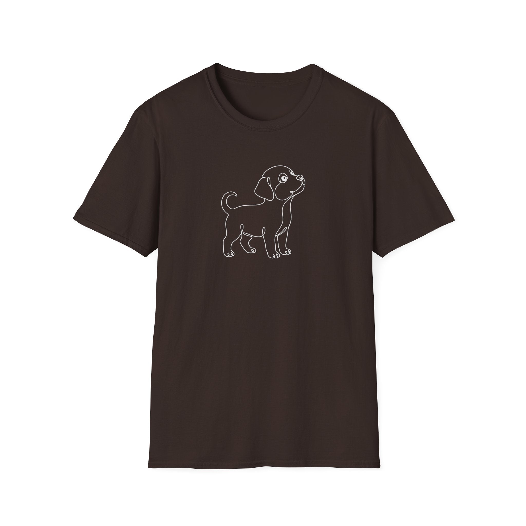 Line Art Pup T-Shirt-T-Shirt-luxury-rescue-dog-t-shirt-for-dog-lovers-Dark Chocolate-S-Rescue Paws Club