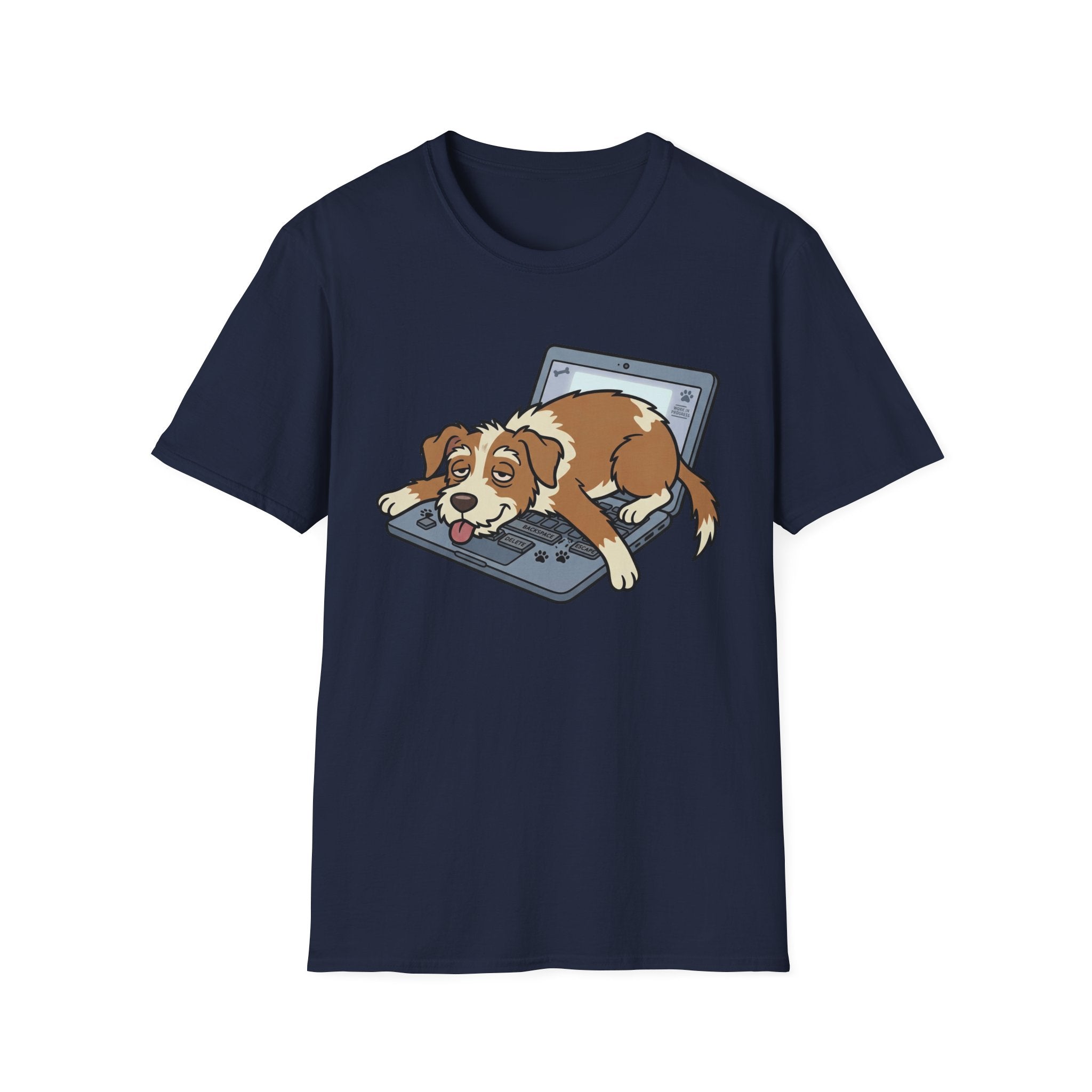 Work From Paw T-Shirt-T-Shirt-luxury-rescue-dog-t-shirt-for-dog-lovers-Navy-S-Rescue Paws Club