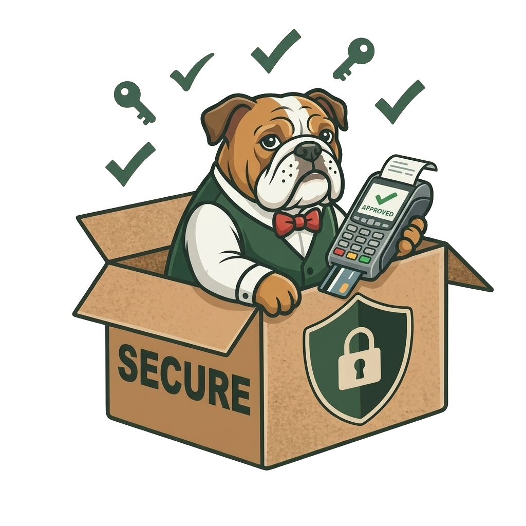 Secure Checkout Bulldog in a box